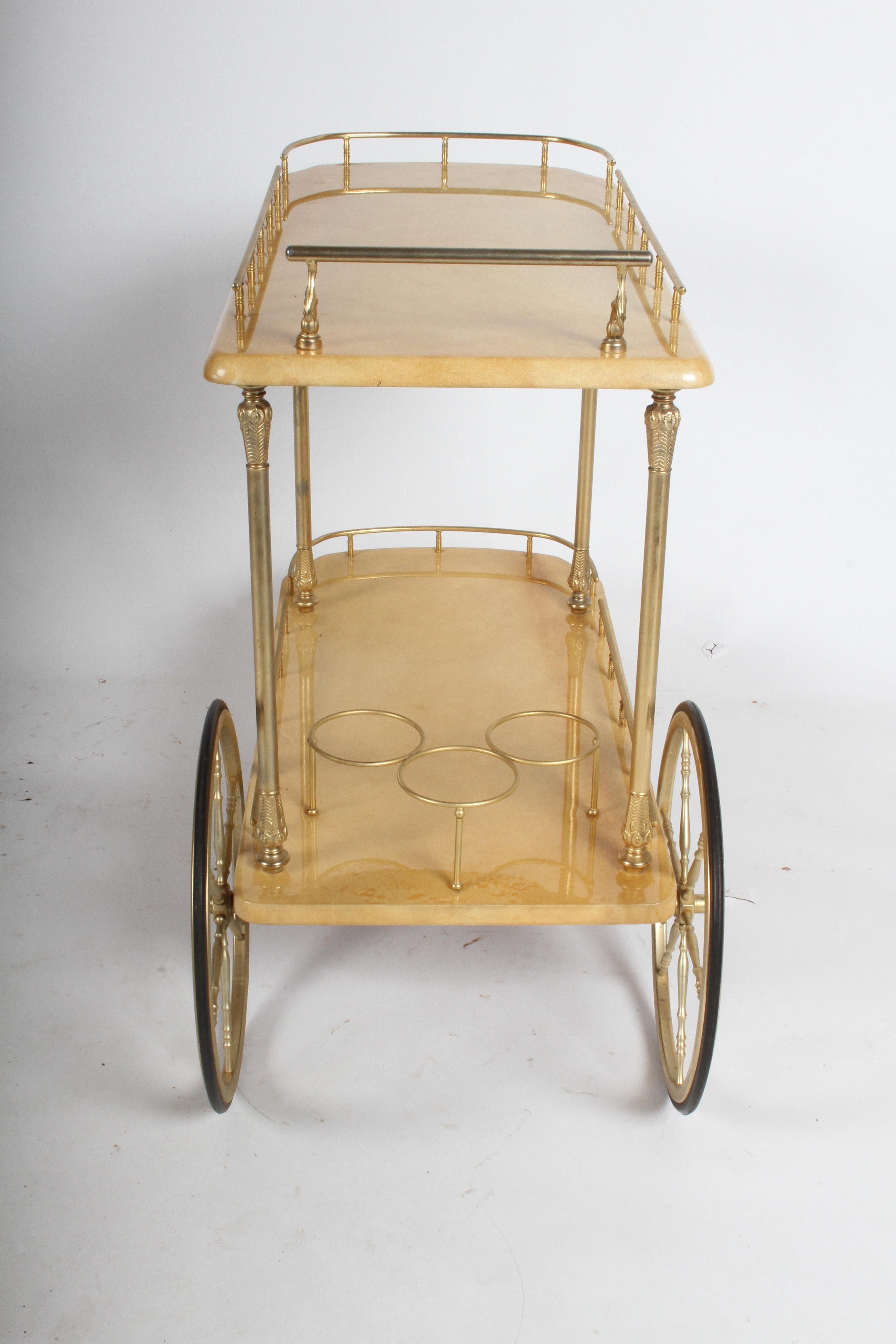 1950s Aldo Tura Goatskin Bar Cart Server, Italy  4