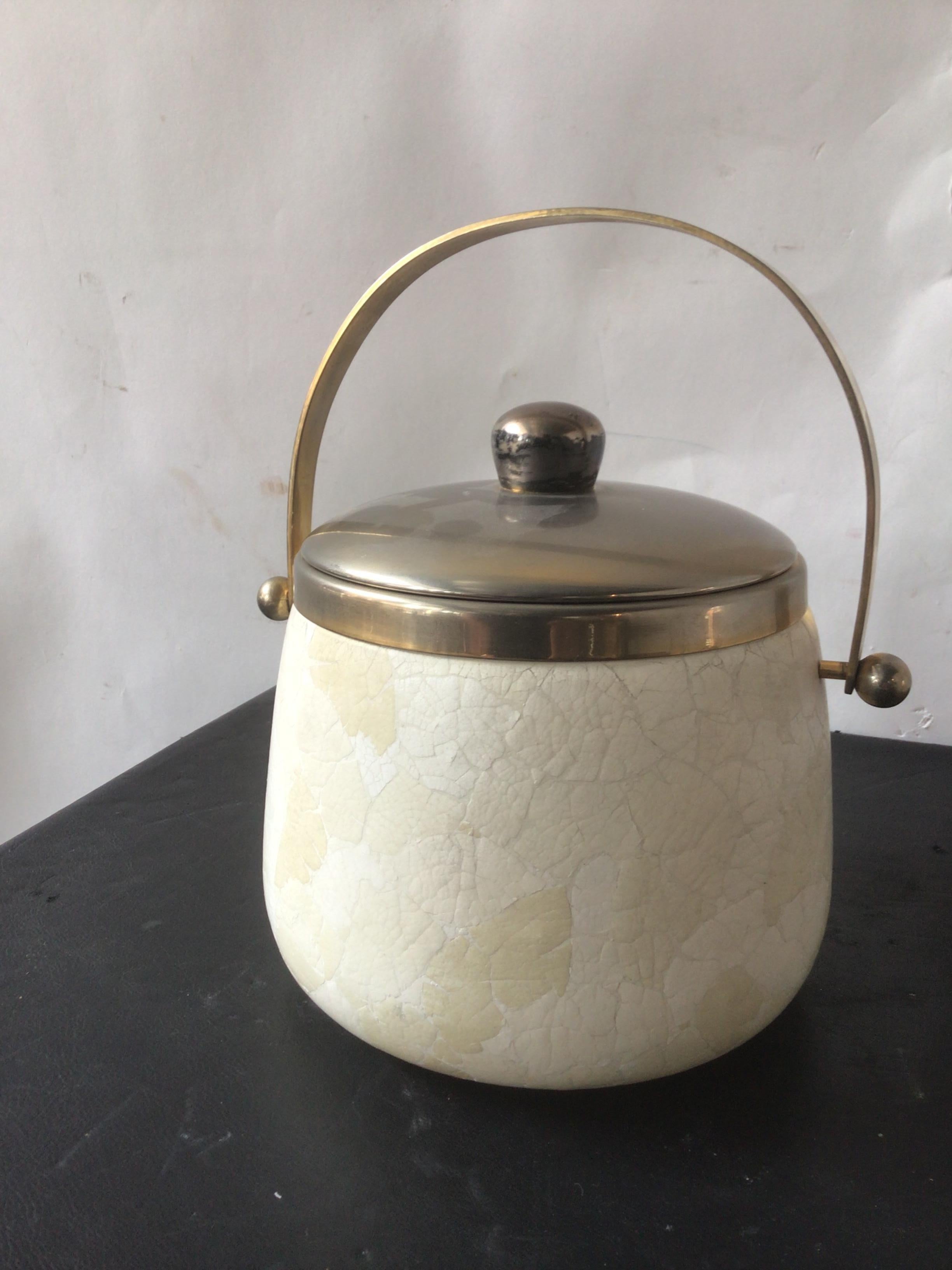 1950s Aldo Tura Goatskin Ice Bucket and Cocktail Shaker In Good Condition In Tarrytown, NY