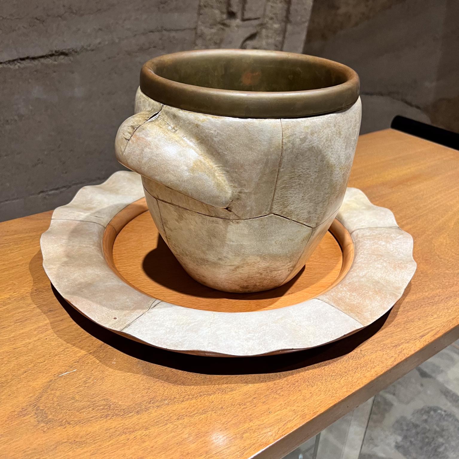 1950s Aldo Tura Goatskin Ice Bucket and Tray Macabo Cusano Milan For Sale 3