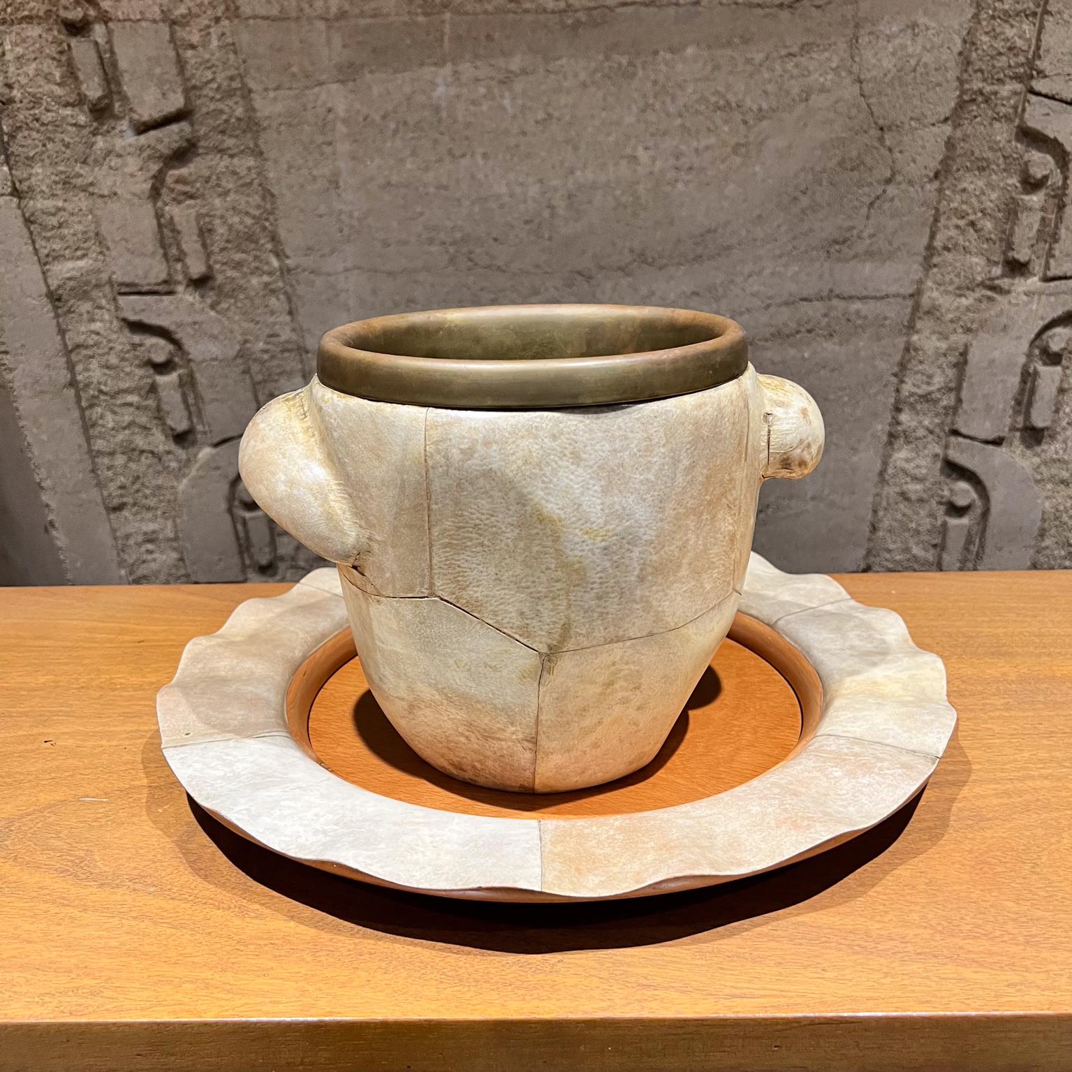 Mid-Century Modern 1950s Aldo Tura Goatskin Ice Bucket and Tray Macabo Cusano Milan For Sale