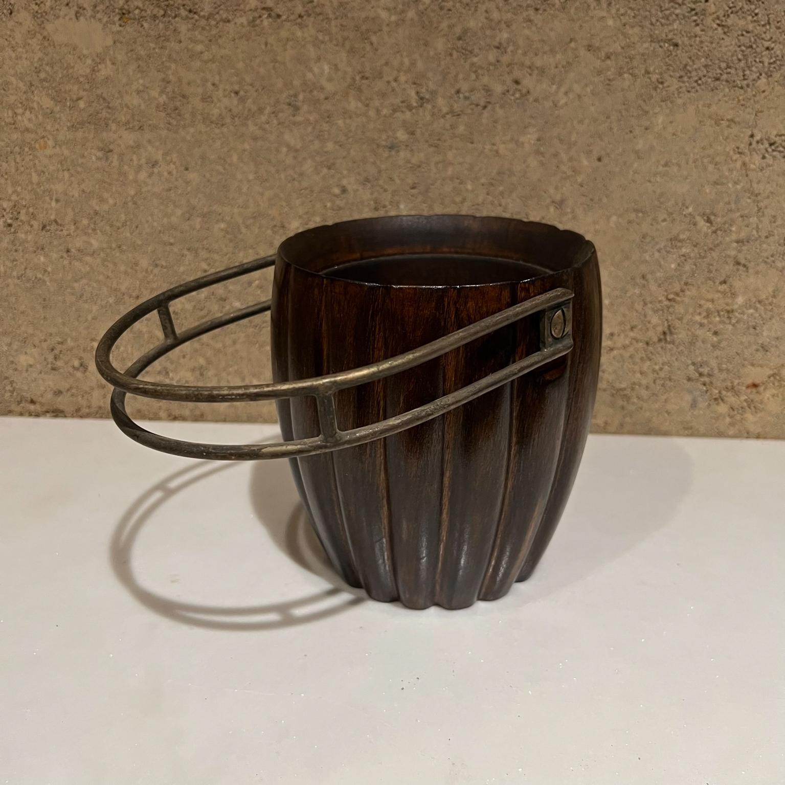 1950s Aldo Tura Macabo Cusano Wood Basket Brass Handle Milano Italy 5