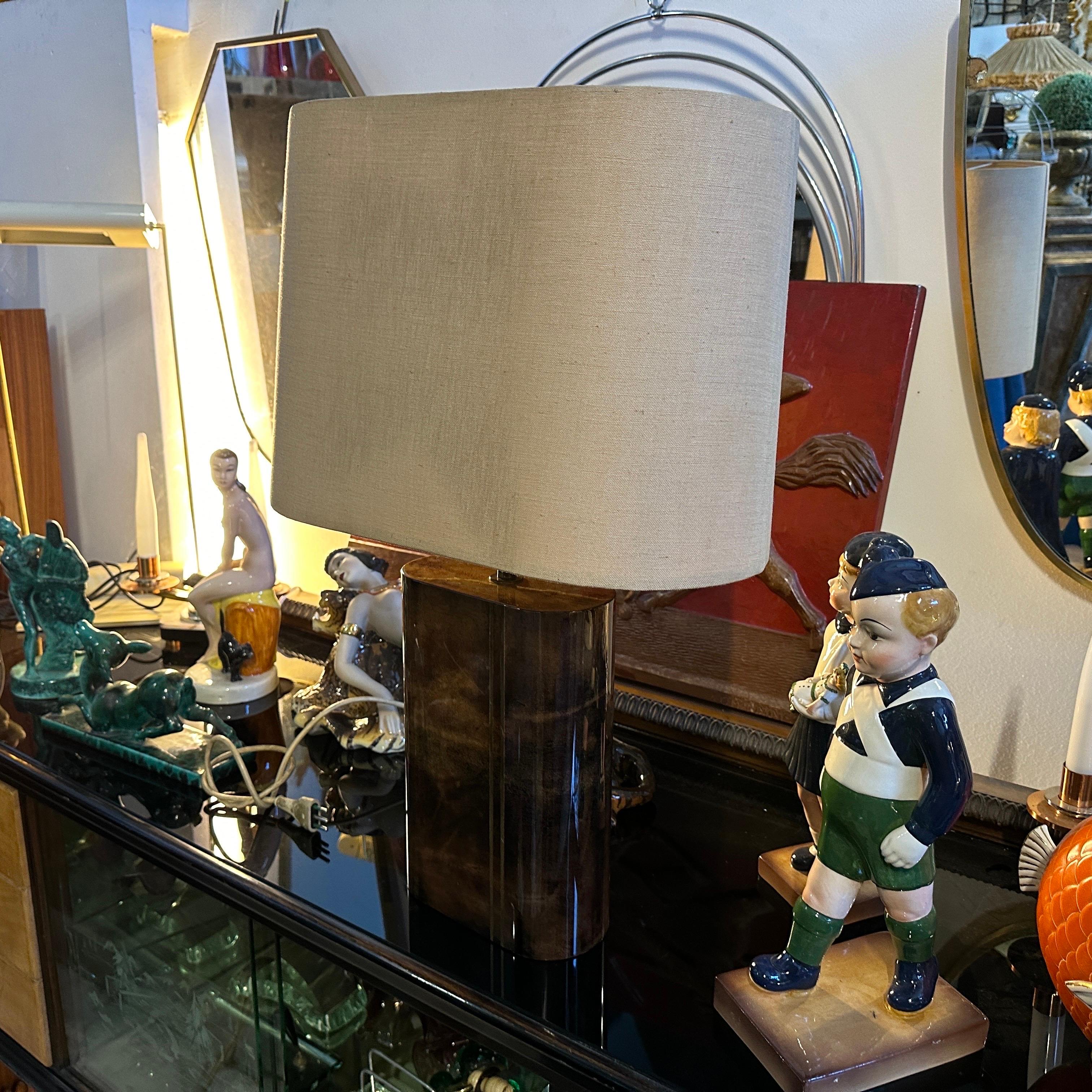 1950s Aldo Tura Mid-Century Modern Brown Goatskin and Brass Italian Table Lamp For Sale 5