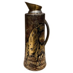1950 Aldo Tura Jarra Toro de oro Piel de cabra Latón Milán Italia