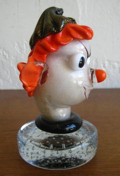 1950s Alfredo Barbini Italian Art Glass Murano Clown Bust Sculpture