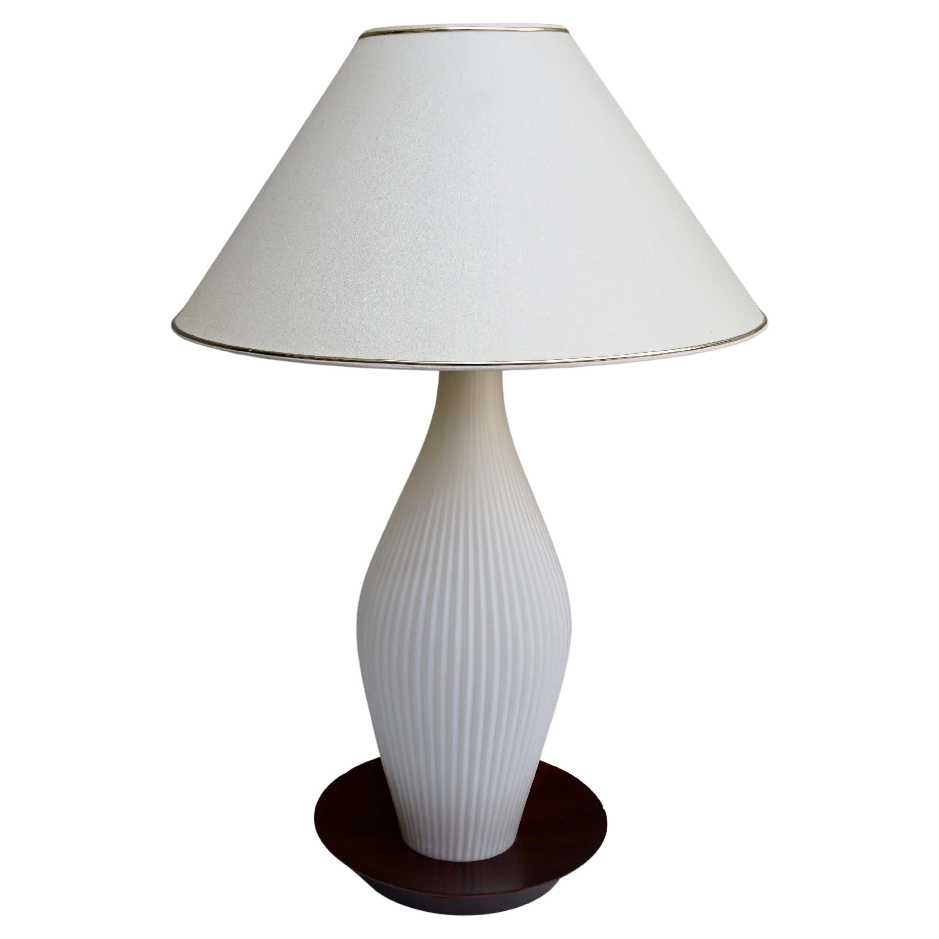 1950s Alfredo Barbini Style ribbed glass table lamp.

The height of the glass including the fitting is 24.8