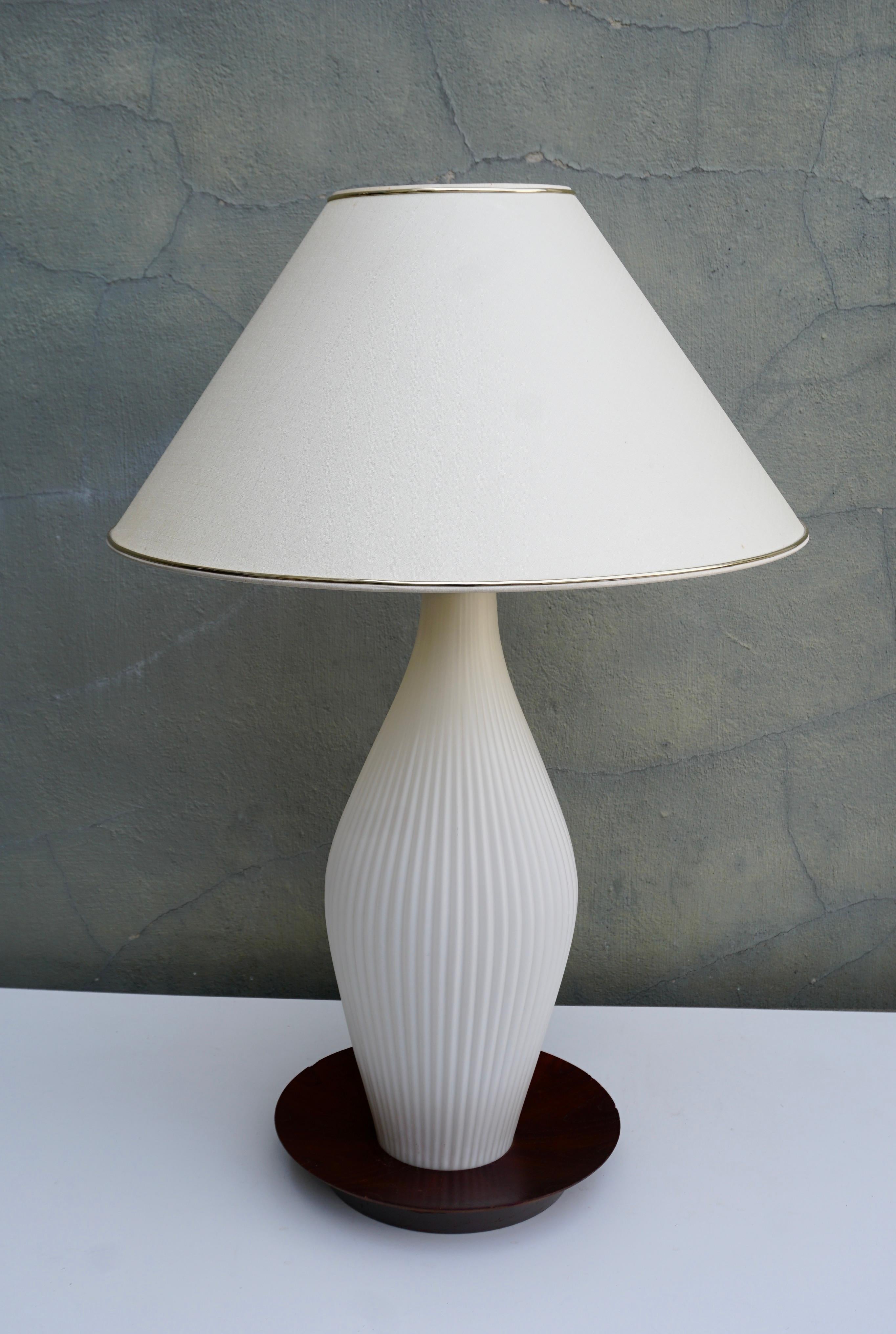 1950s Alfredo Barbini Style Ribbed Glass Lamp For Sale 1