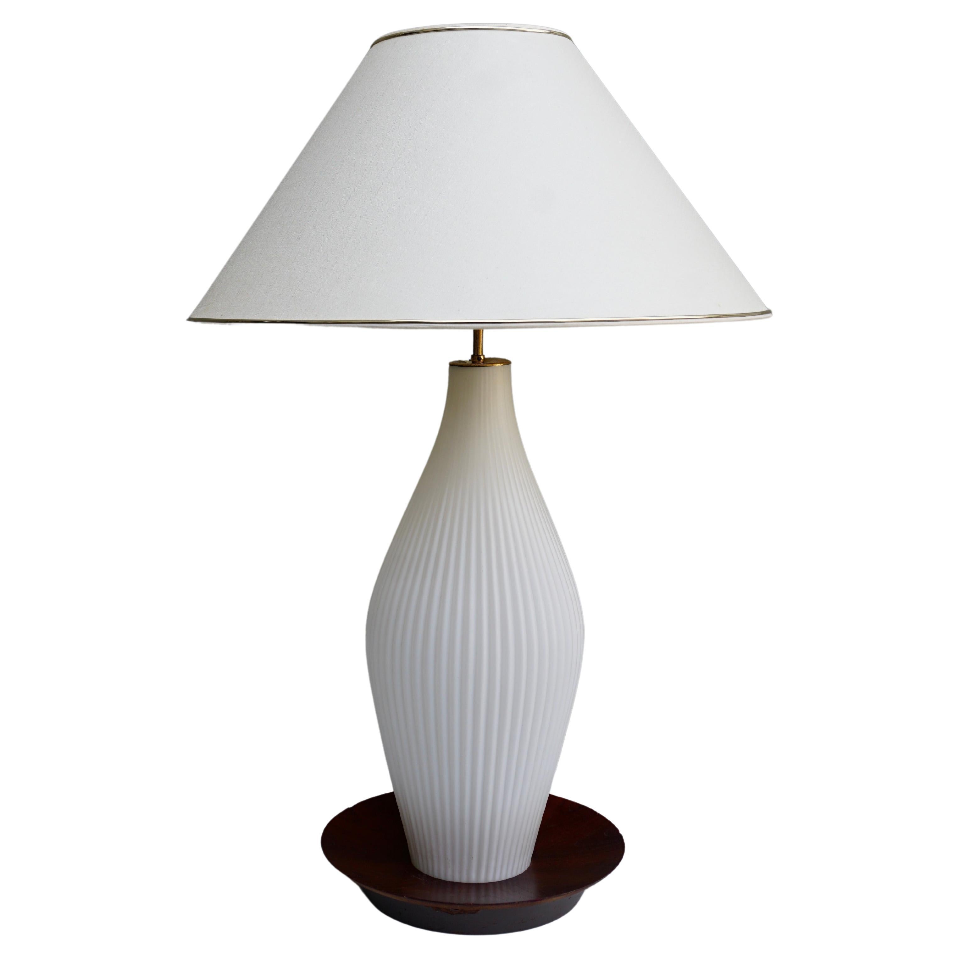 1950s Alfredo Barbini Style Ribbed Glass Lamp