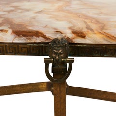 1950s Algerian Onyx and Brass Coffee Table, 73.25" x 32.25", France