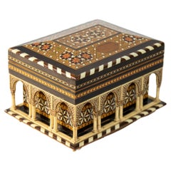 Vintage 1950s Alhambra Palace Granada Spain Handmade Footed Moorish Jewelry Box
