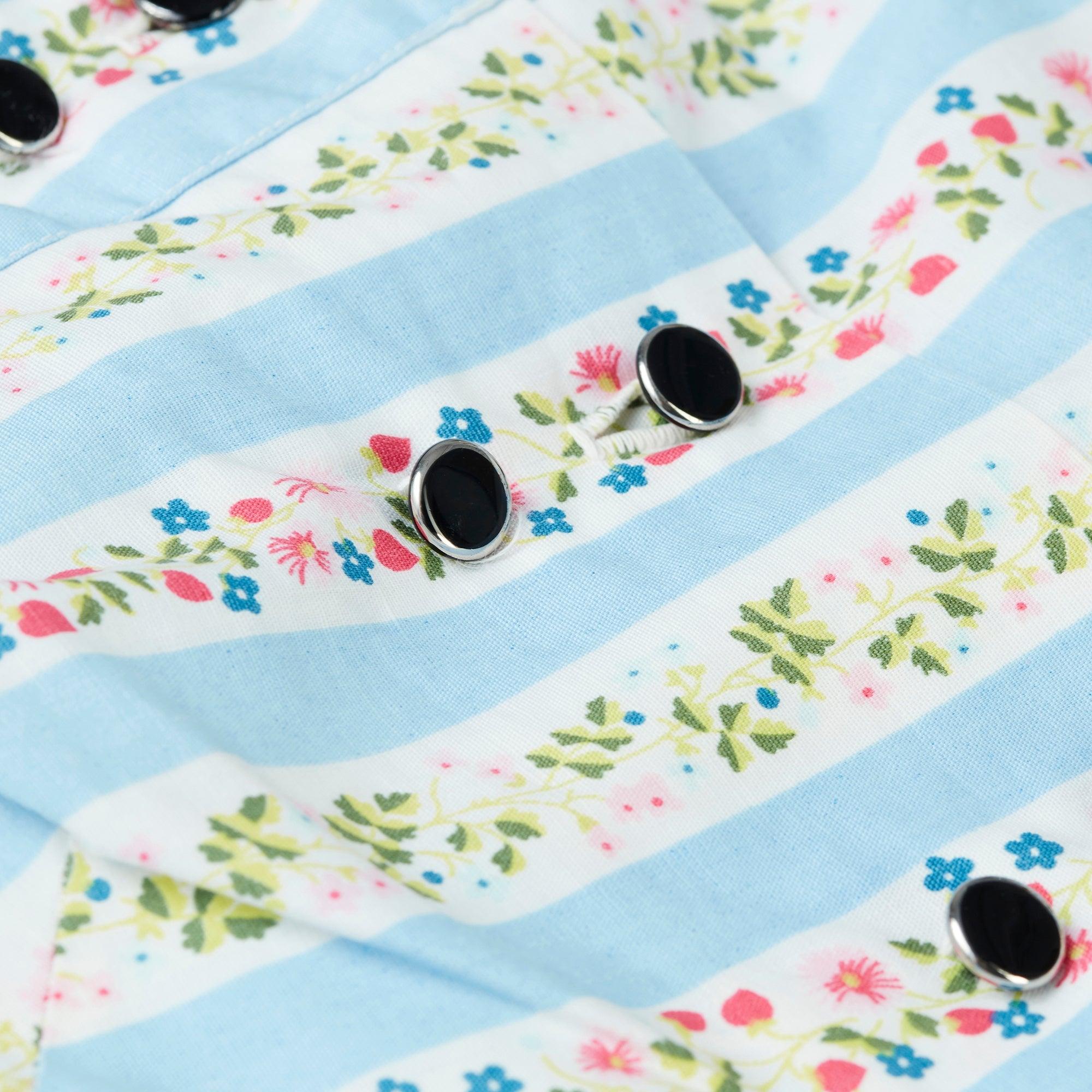 1950s Alice Edwards Floral Cotton Shirtwaister Dress In Excellent Condition For Sale In London, GB
