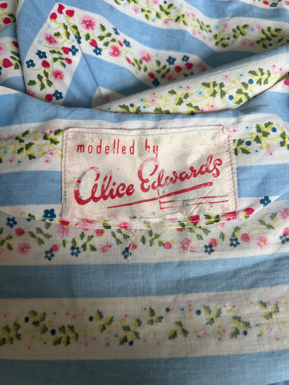 Women's 1950s Alice Edwards Floral Cotton Shirtwaister Dress For Sale
