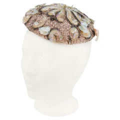 1950s Alice May Pale Pink Beaded Beret 