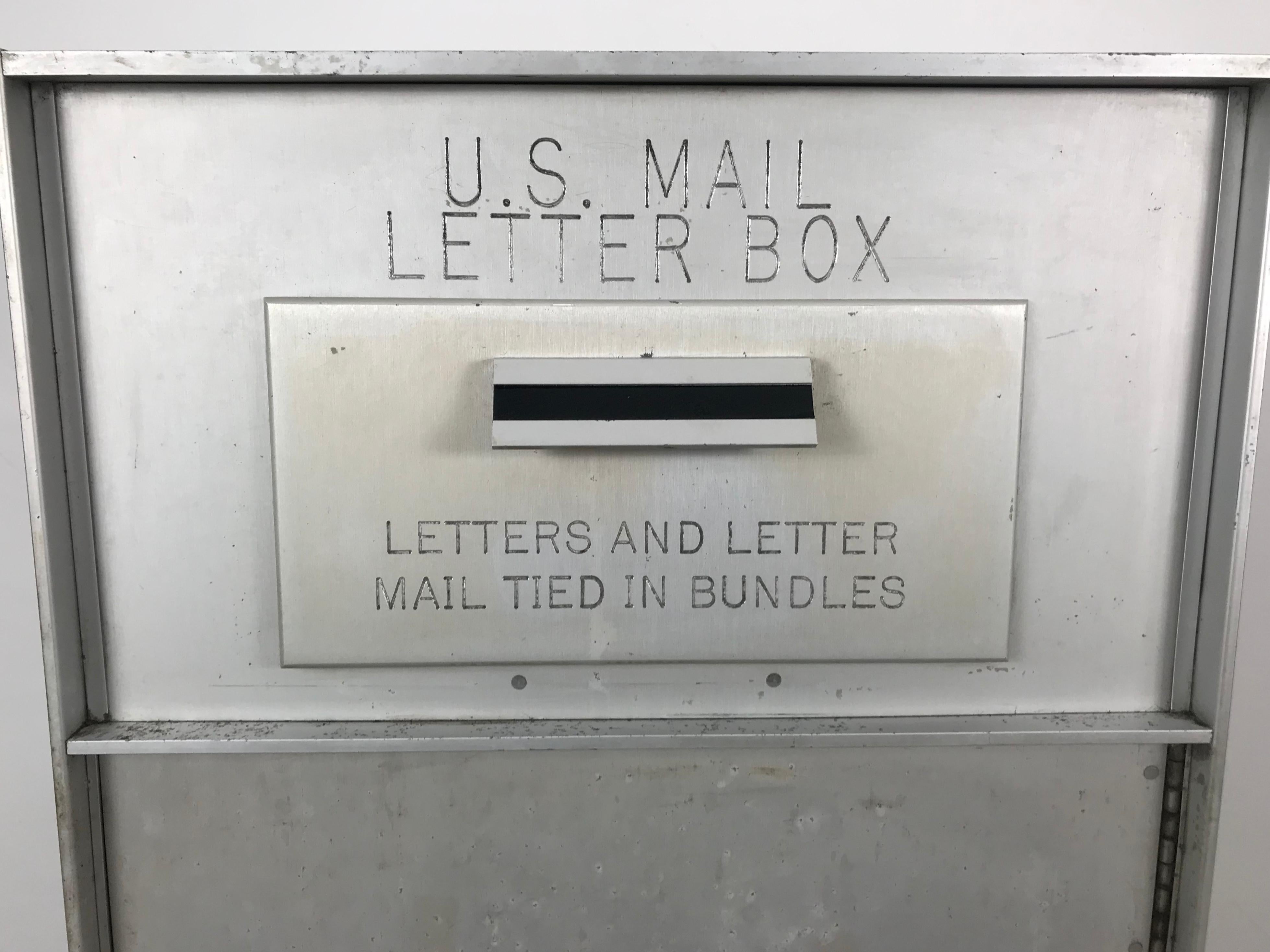 Industrial 1950s All Aluminum United States Mail Letter Box, Manufactured by Bommer For Sale