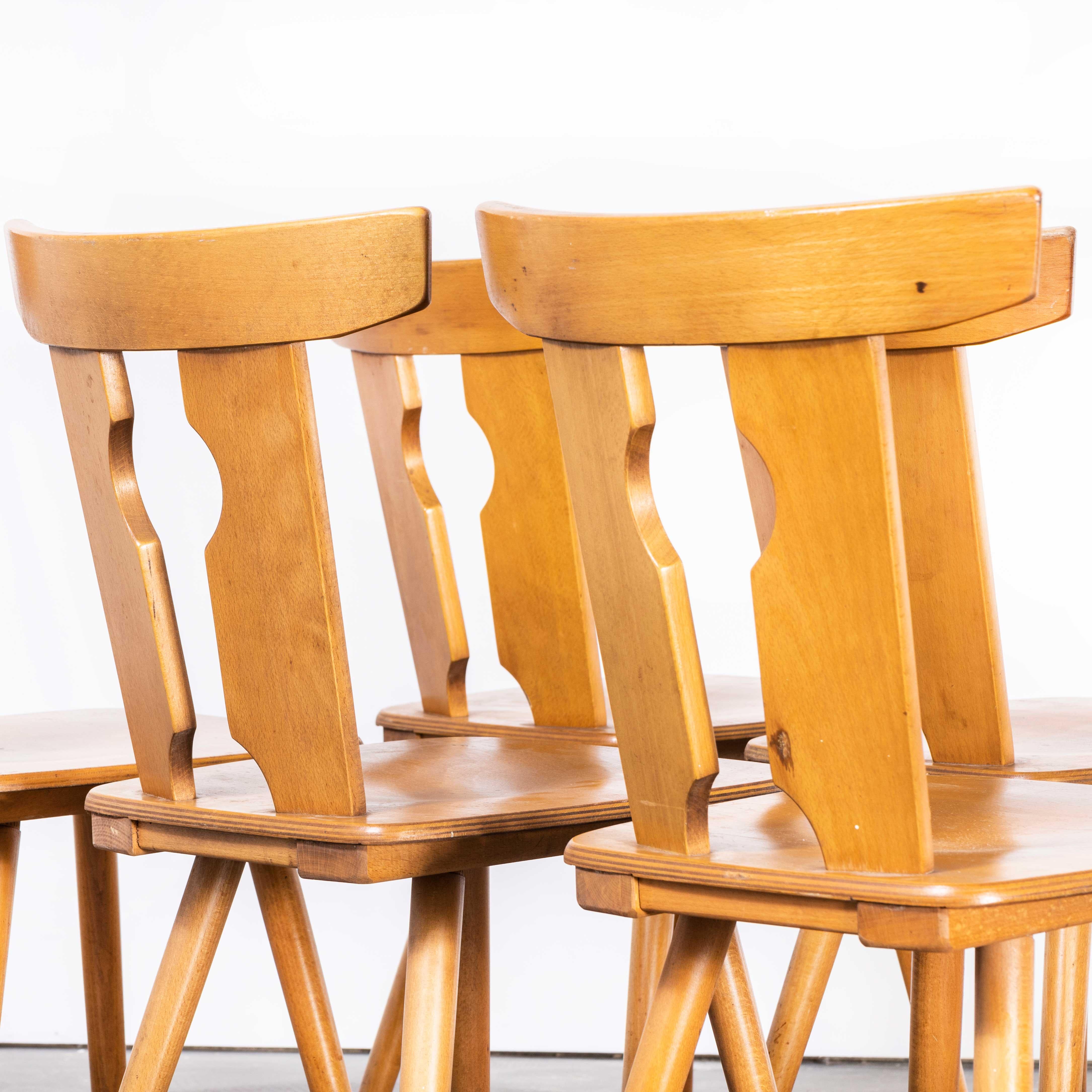1950's Alsace Regional Blonde Dining Chair - Set Of Six For Sale 2