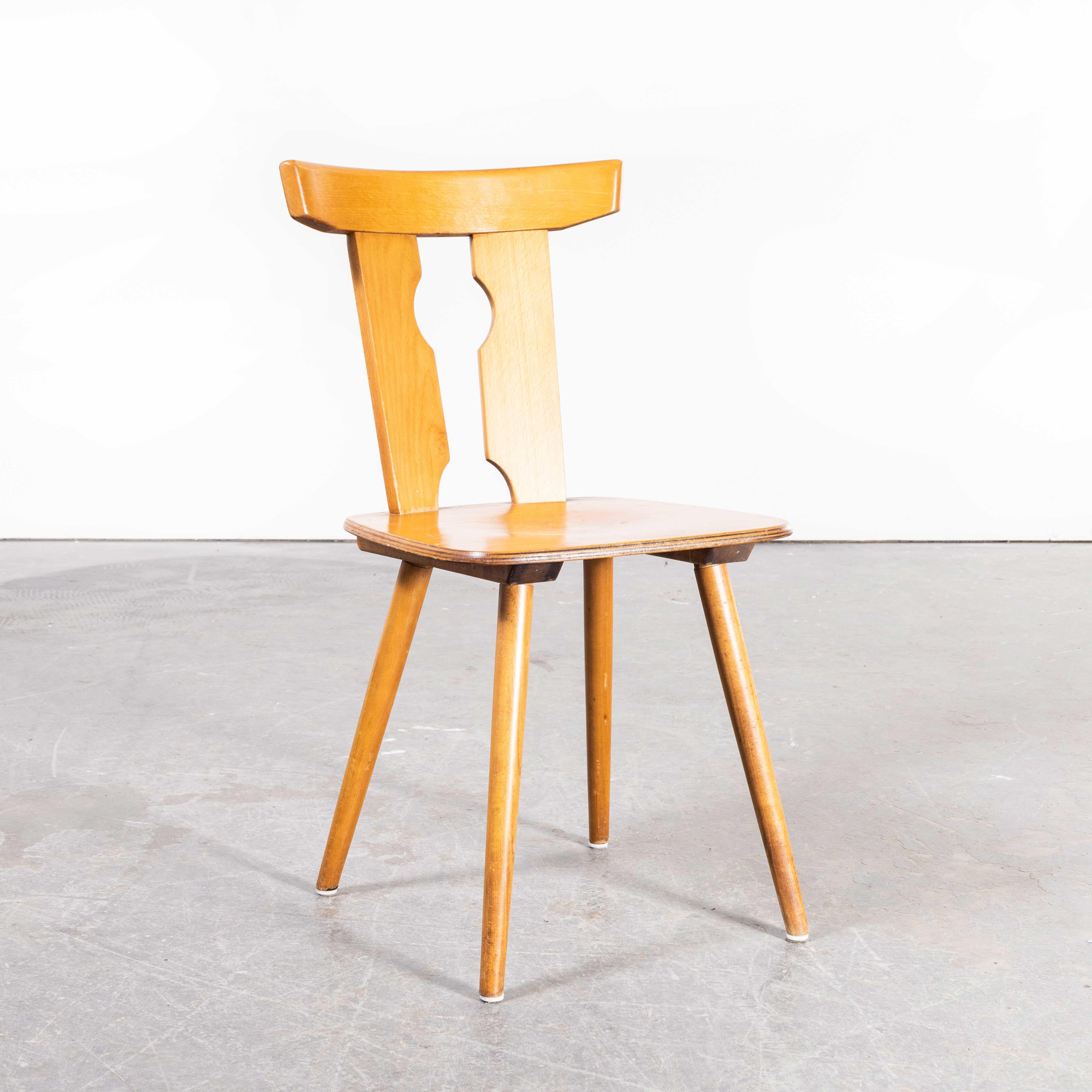 1950's Alsace Regional Blonde Dining Chair - Set Of Six In Good Condition For Sale In Hook, Hampshire
