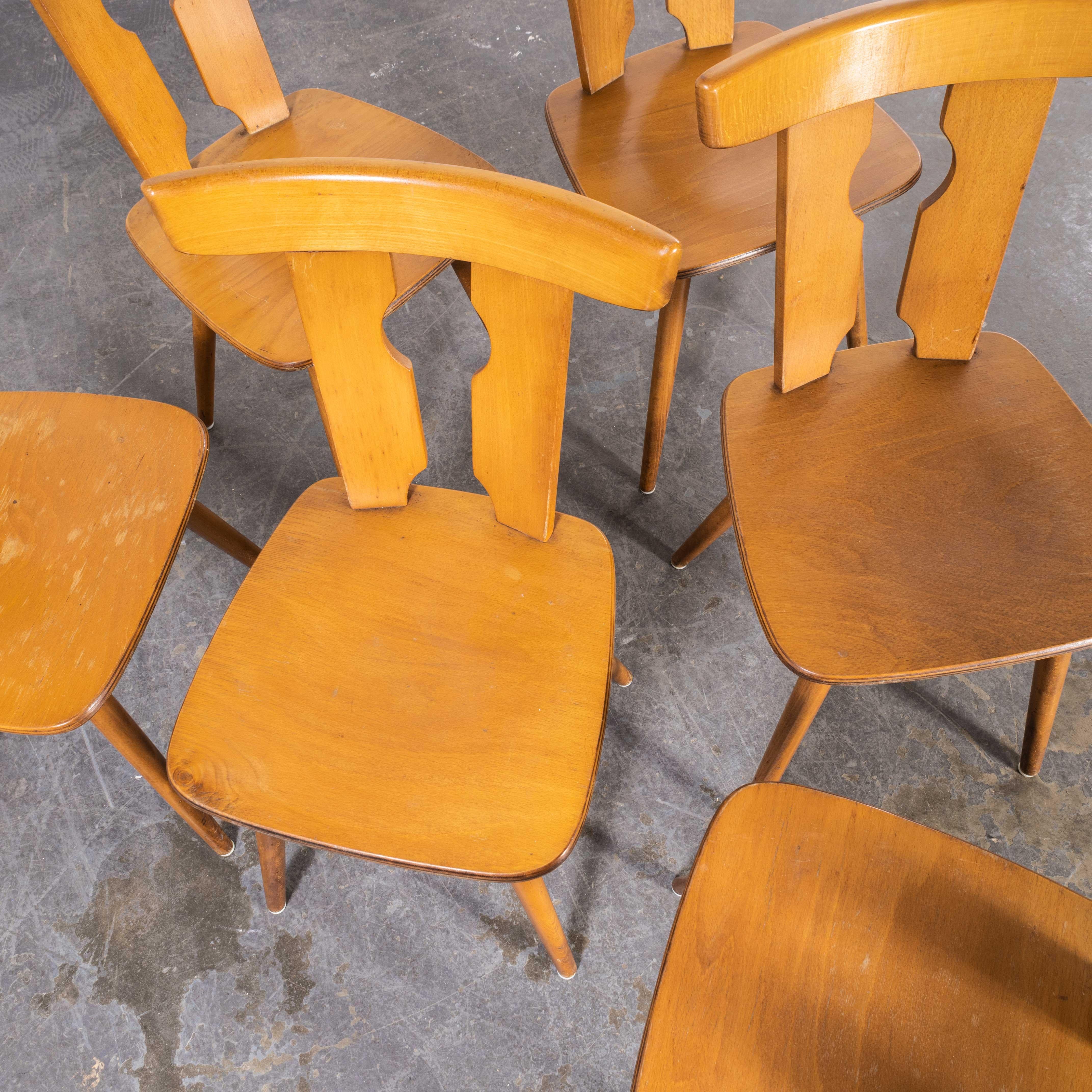 Mid-20th Century 1950's Alsace Regional Blonde Dining Chair - Set Of Six For Sale