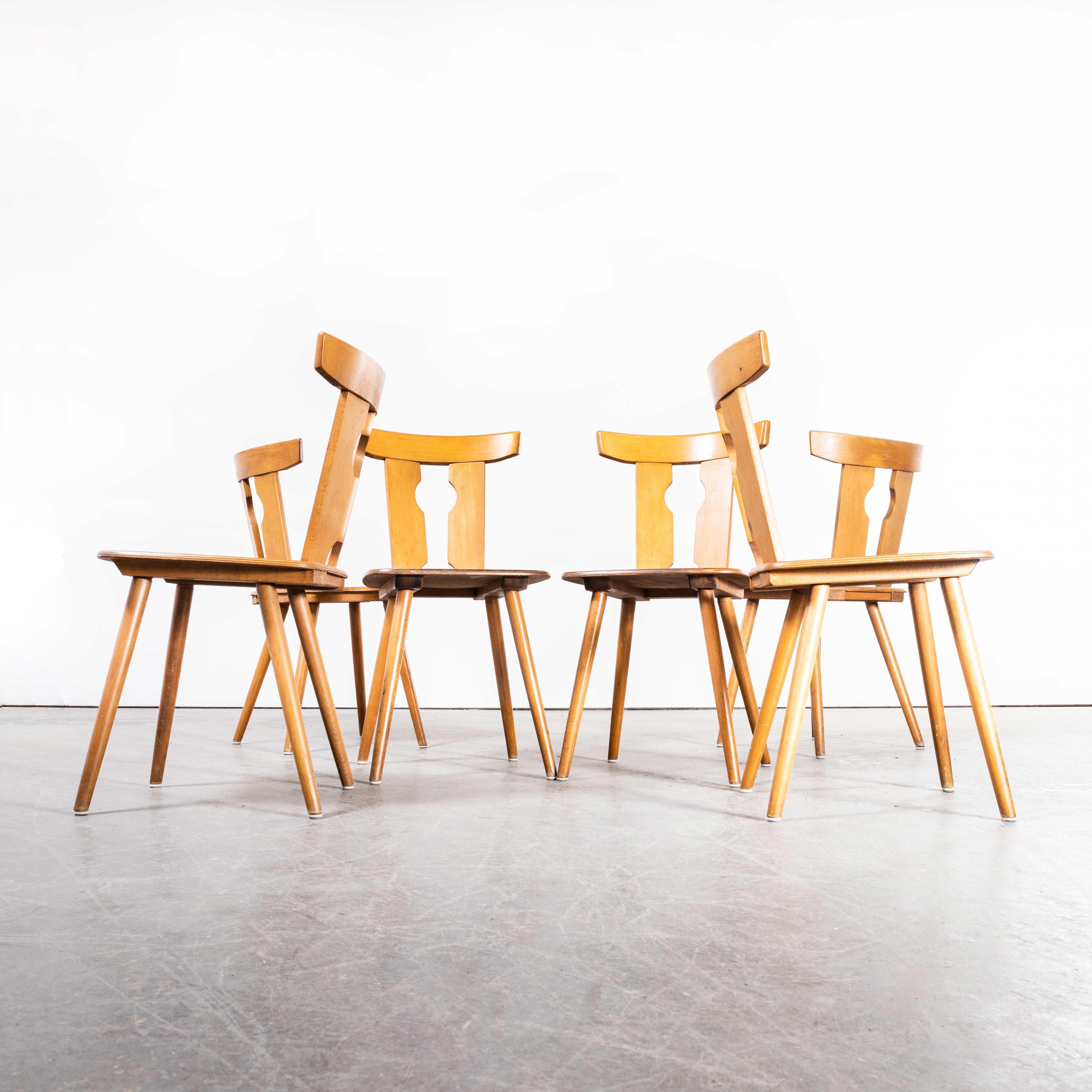 Beech 1950's Alsace Regional Blonde Dining Chair - Set Of Six For Sale