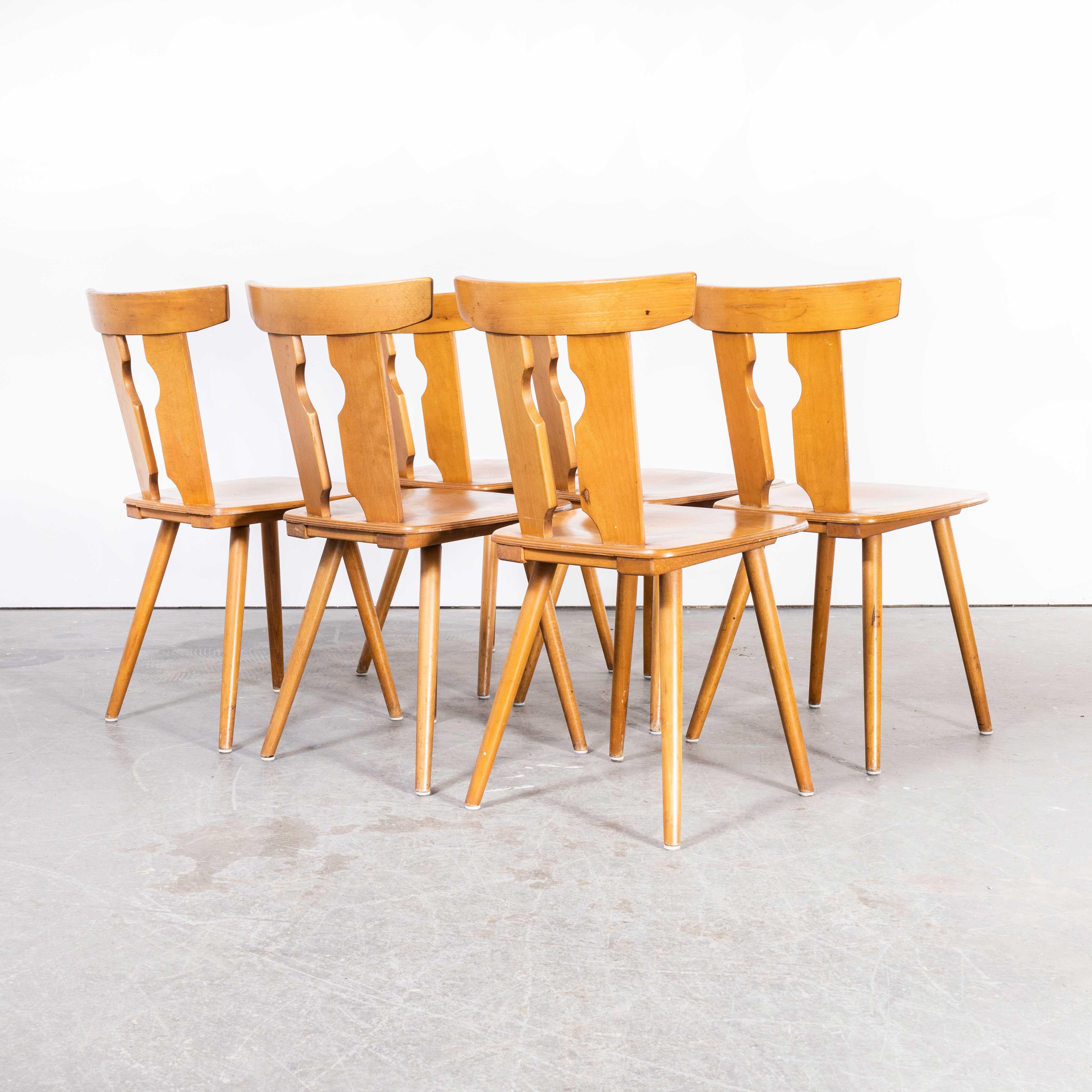 1950's Alsace Regional Blonde Dining Chair - Set Of Six For Sale 1