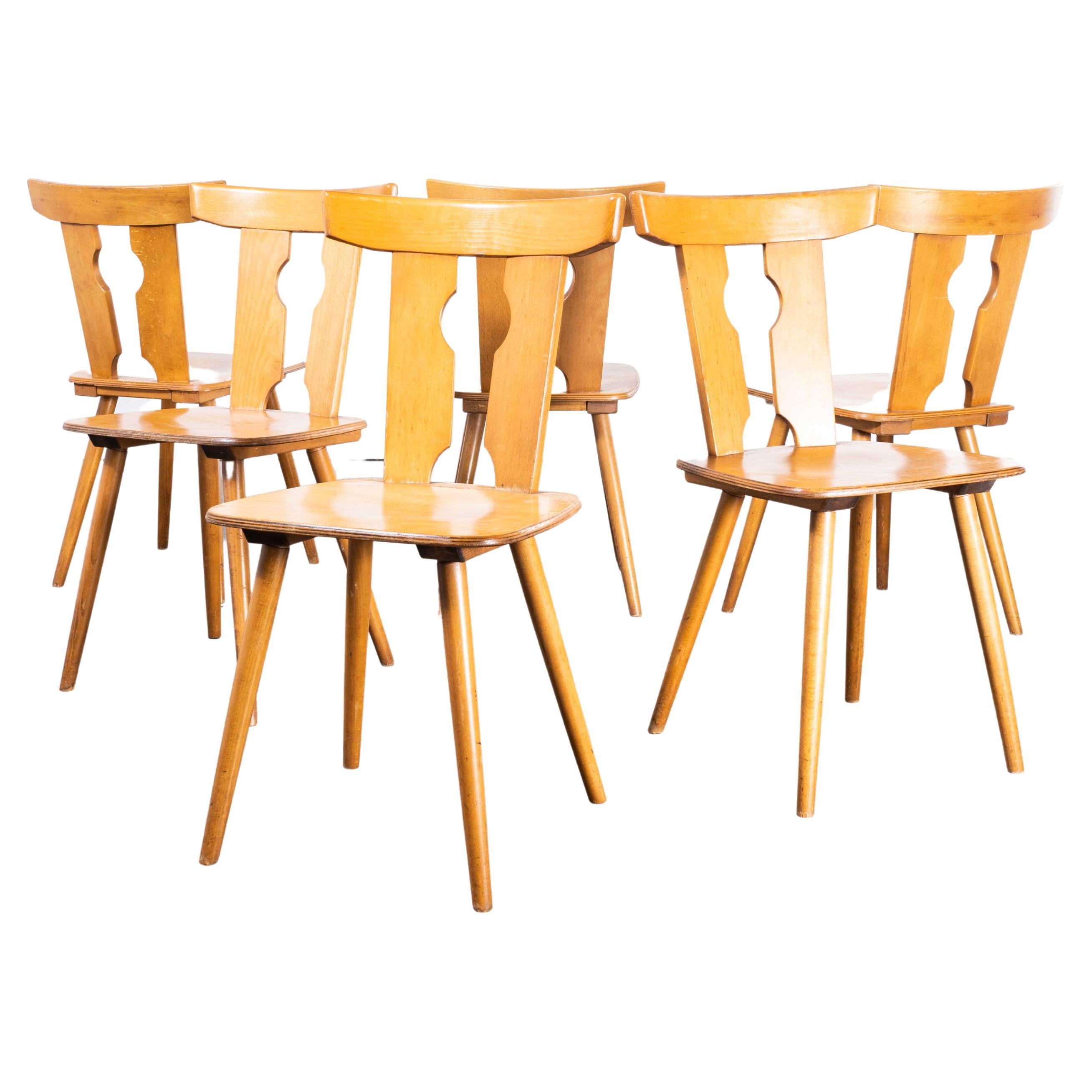 1950's Alsace Regional Blonde Dining Chair - Set Of Six