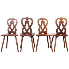 Chaises de salle à manger alsaciennes à huit branches des années 1950, ensemble de quatre chaises