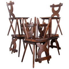 1950s Alsace Regional Oak Dining Chair, Set of Eight