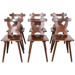 1950s Alsace Regional Oak Dining Chair, Set of Six