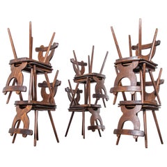 1950s Alsace Regional Oak Dining Chair, Set of Twelve