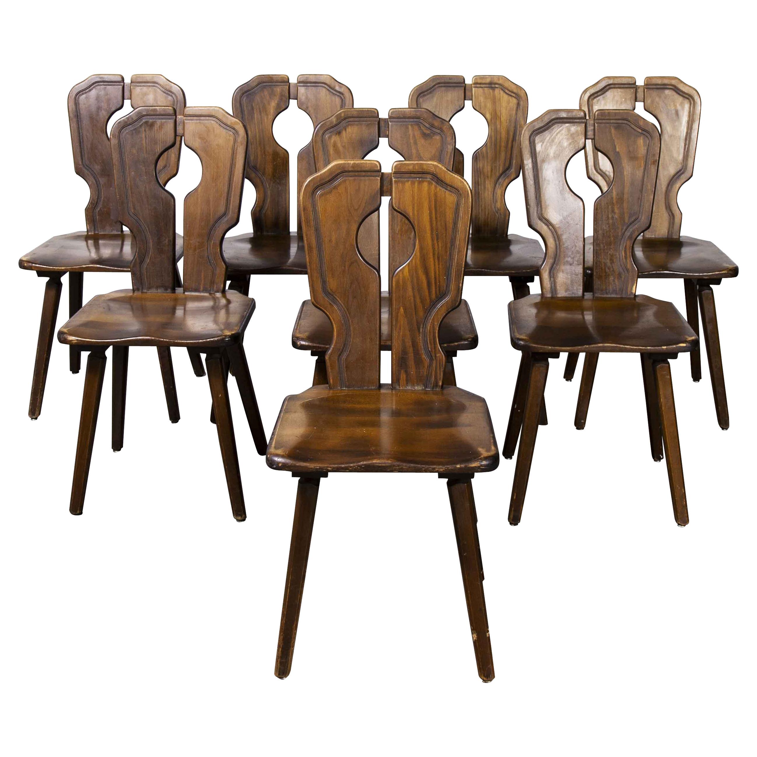1950's Alsace Regional Open Back Dining Chair, Set of Eight