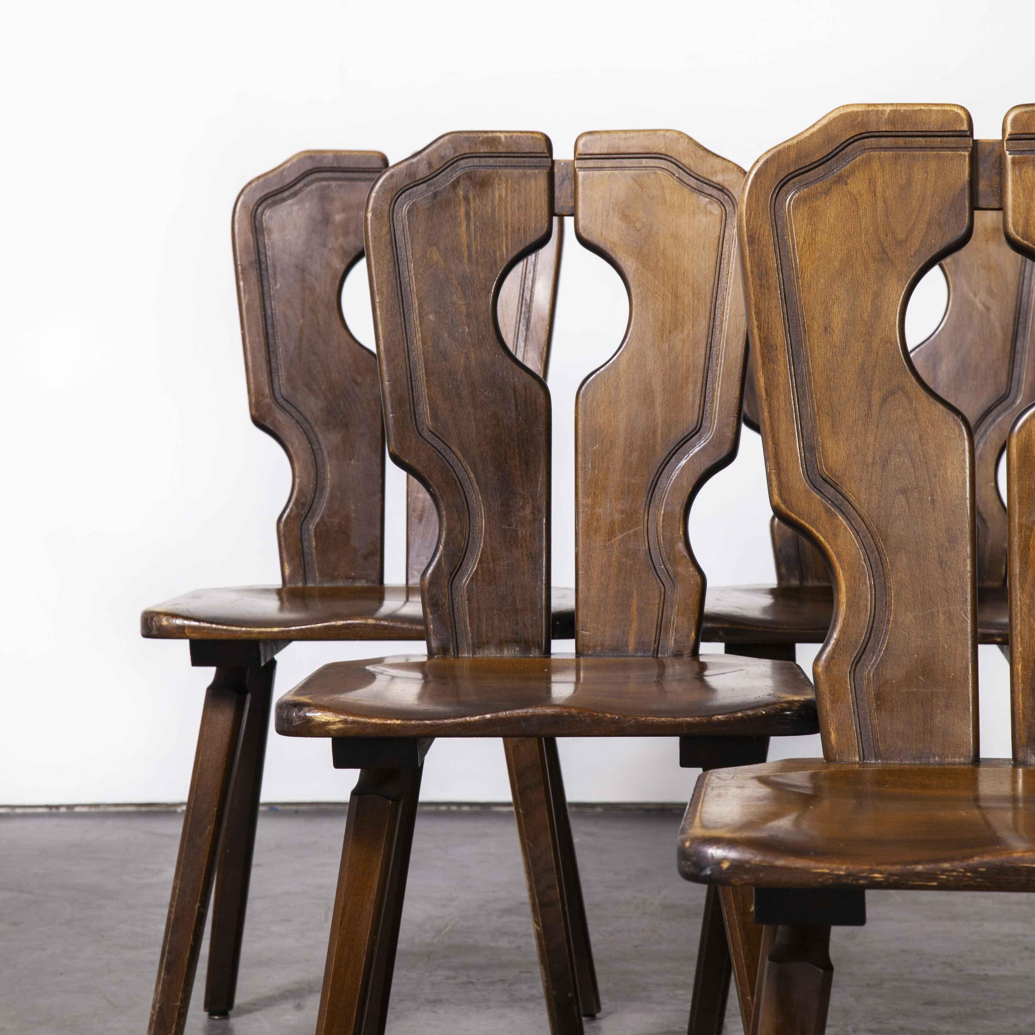 1950's Alsace Regional Open Back Dining Chair, Set of Six In Good Condition In Hook, Hampshire
