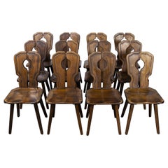 1950's Alsace Regional Open Back Dining Chair, Set of Twelve