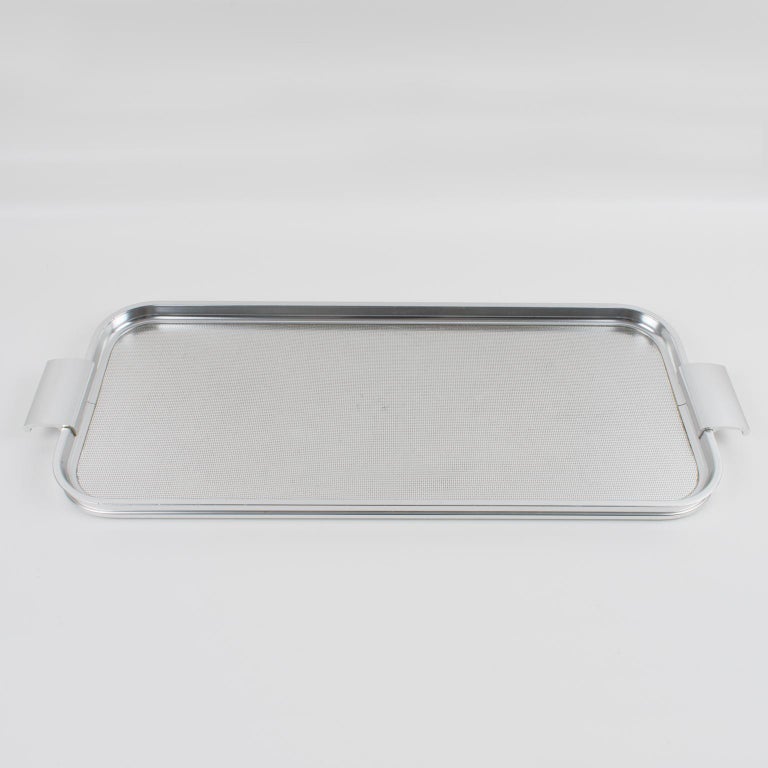 English 1950s Aluminum Centerpiece Barware Tray Platter by Woodmet England For Sale