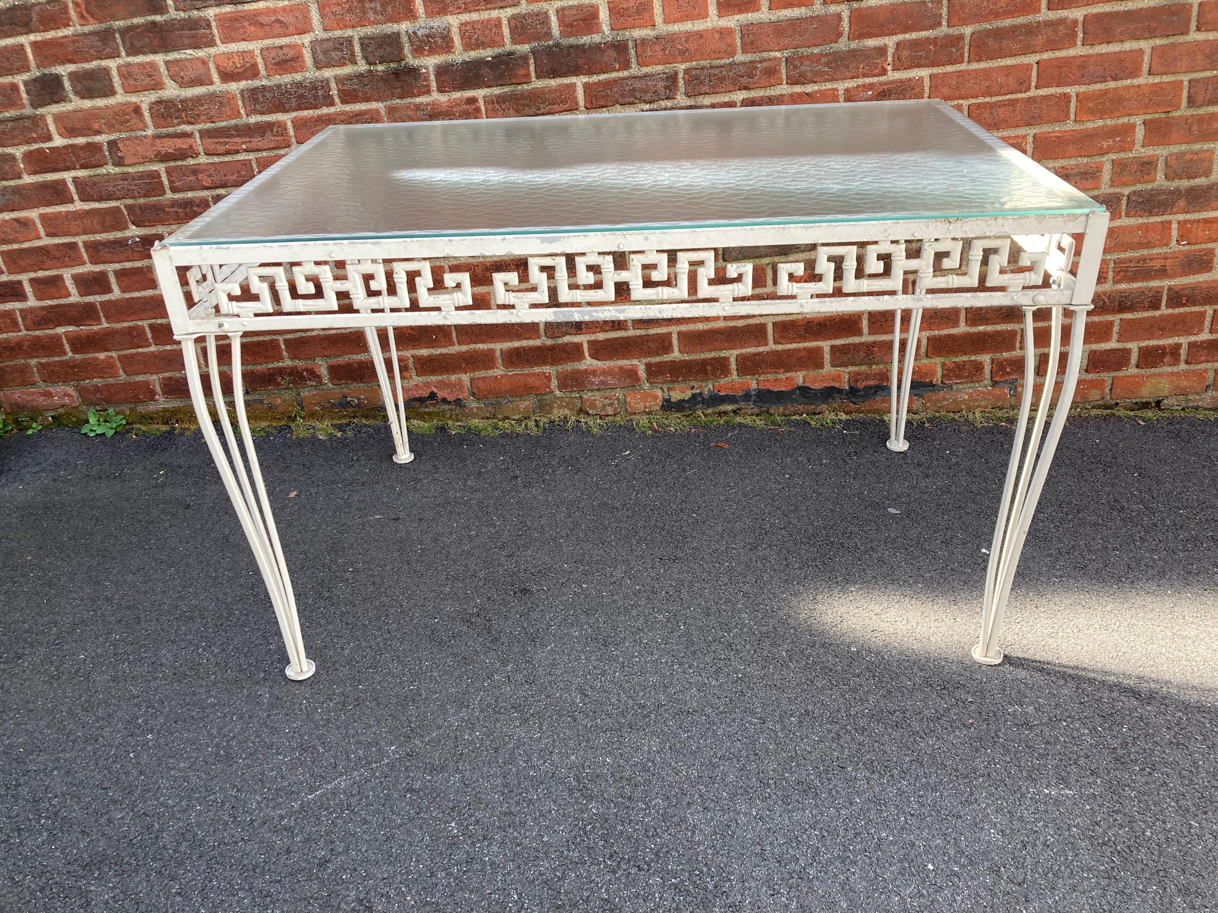 Mid-20th Century 1950s Aluminum Greek Key Patio Set By Molla For Sale