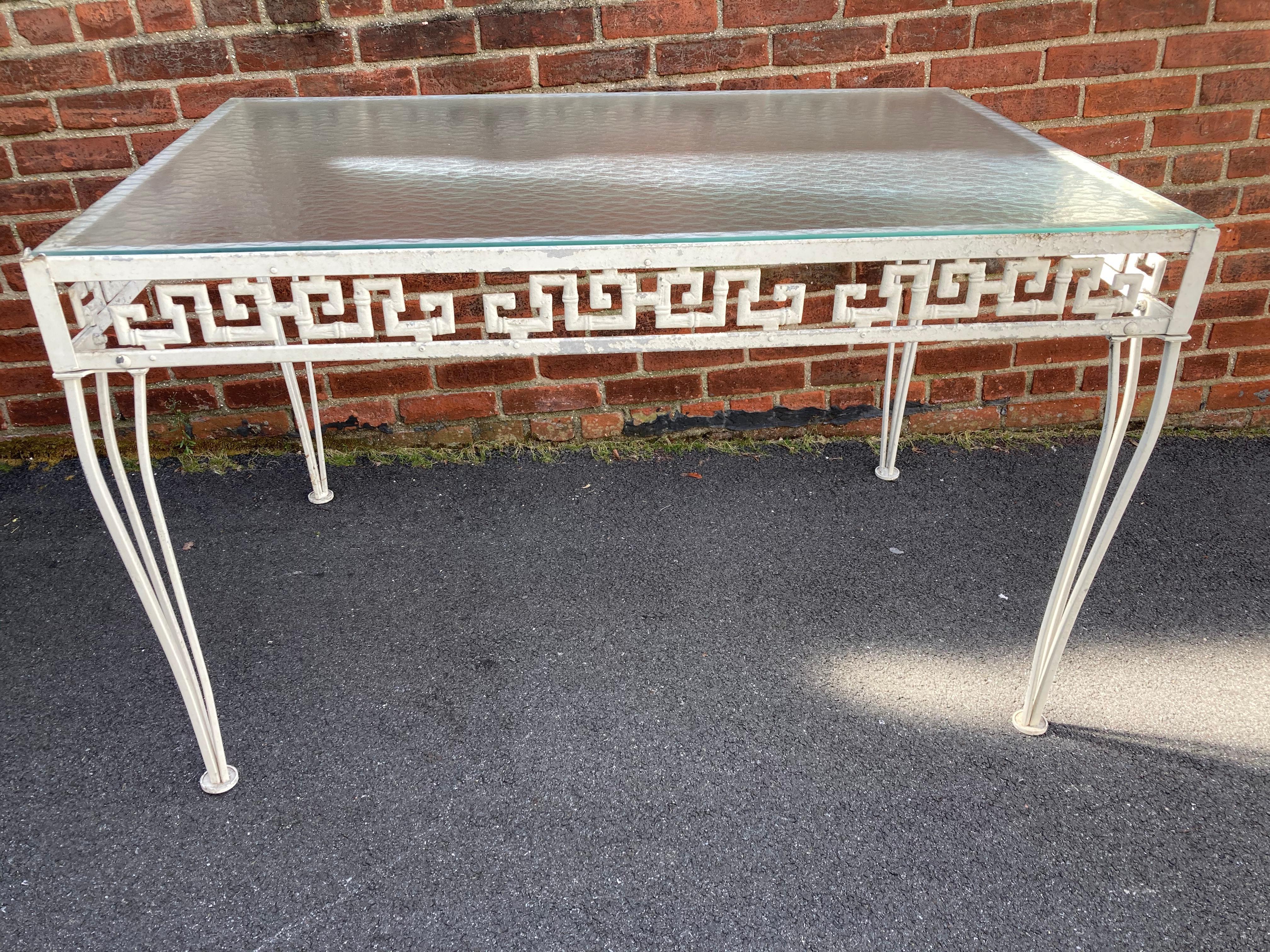 1950s Aluminum Greek Key Patio Set By Molla 1