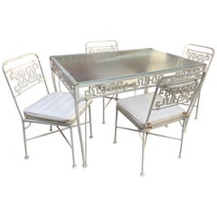 1950s Aluminum Greek Key Patio Set By Molla