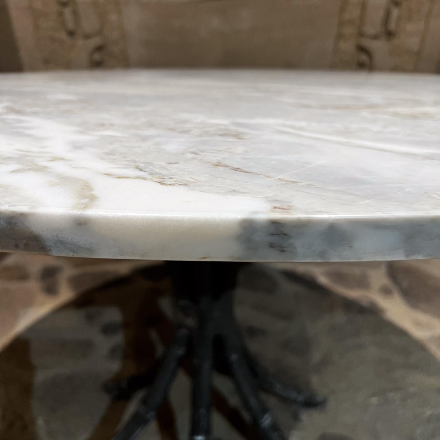 1950s Aluminum Pedestal Marble Dining Table Faux Bamboo Mexico For Sale 3