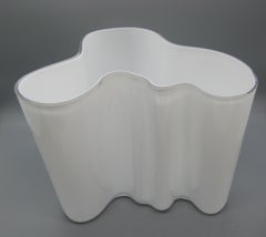 1950's Alvar Aalto Iittala "Savoy" Model 3030 White Cased Glass Vase Signed