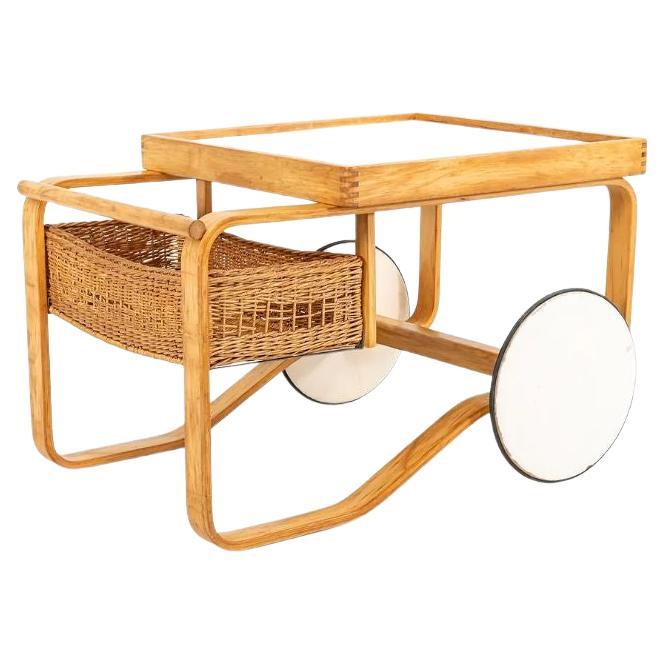 1950s Alvar and Aino Aalto for Artek Tea Cart 900 in Birch and Rattan For Sale