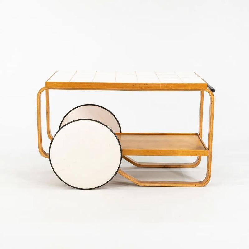 Mid-20th Century 1950s Alvar and Aino Aalto for Artek Tea Trolley 901 in Birch with Ceramic Tile For Sale