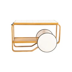1950s Alvar and Aino Aalto for Artek Tea Trolley 901 in Birch with Ceramic Tile