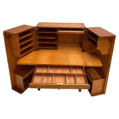 1950''s Amazing "Magic Box'' Organiser Bureau Compact Plywood Ateliers Genestar 