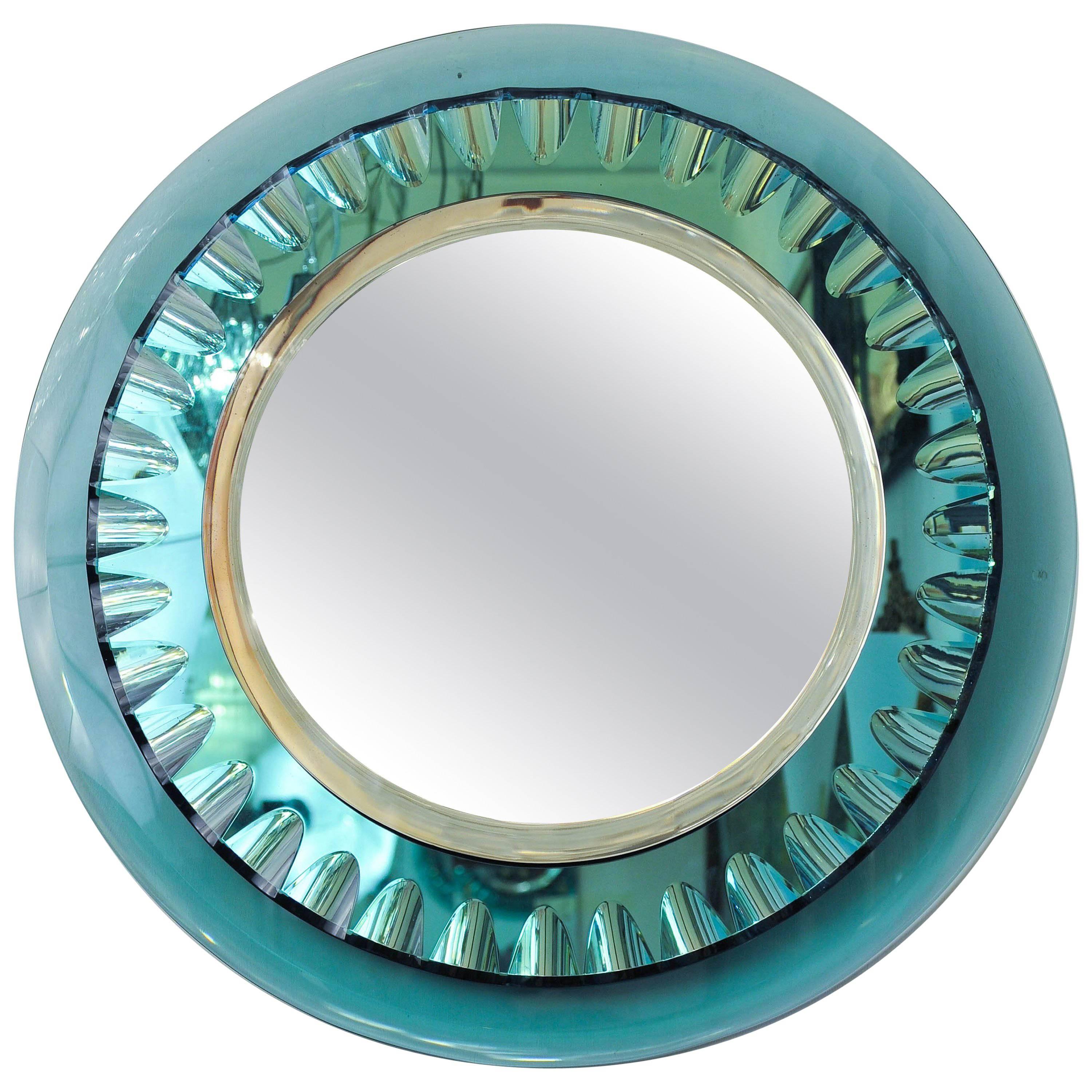 1950s Amazing Quality Max Ingrand Green Glass Mirror by Fontana Arte