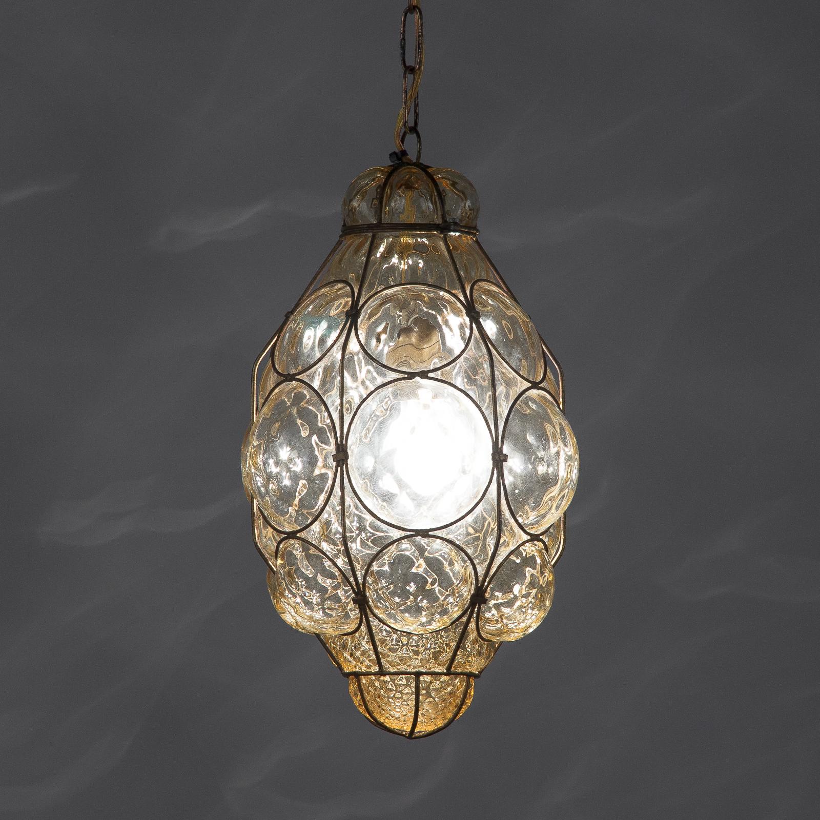 1950s Amber Glass Caged Murano Lantern 4