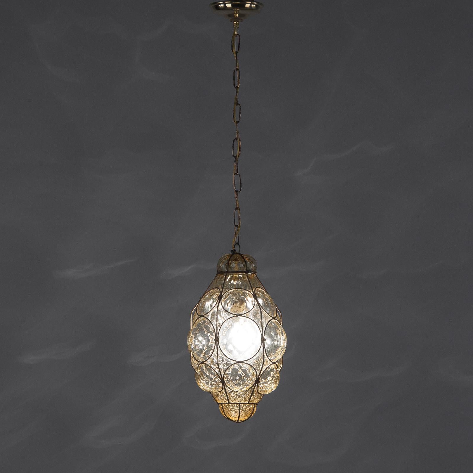 1950s Amber Glass Caged Murano Lantern 6