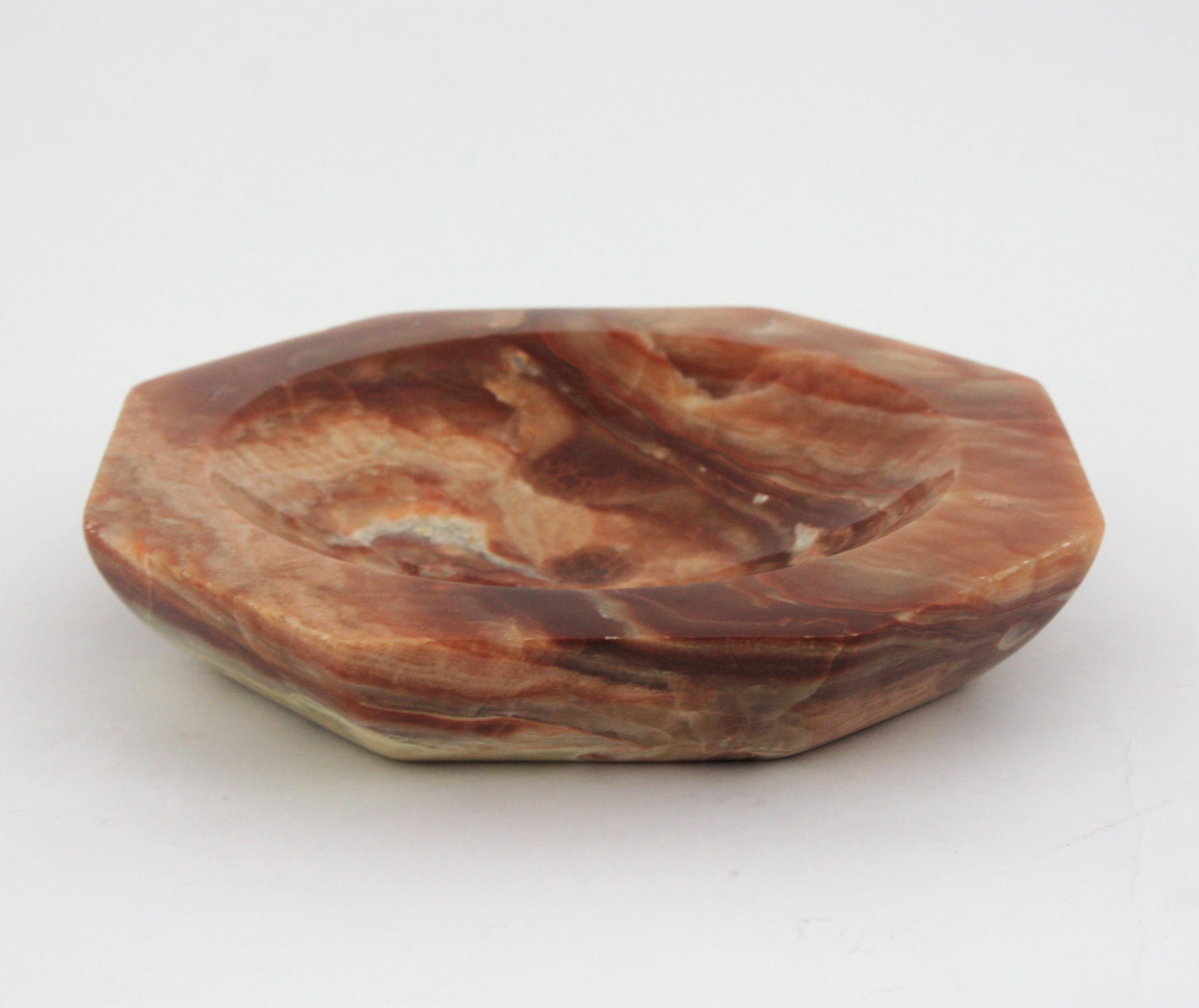 1950s Amber Onyx Large Centerpiece Bowl In Good Condition In Barcelona, ES