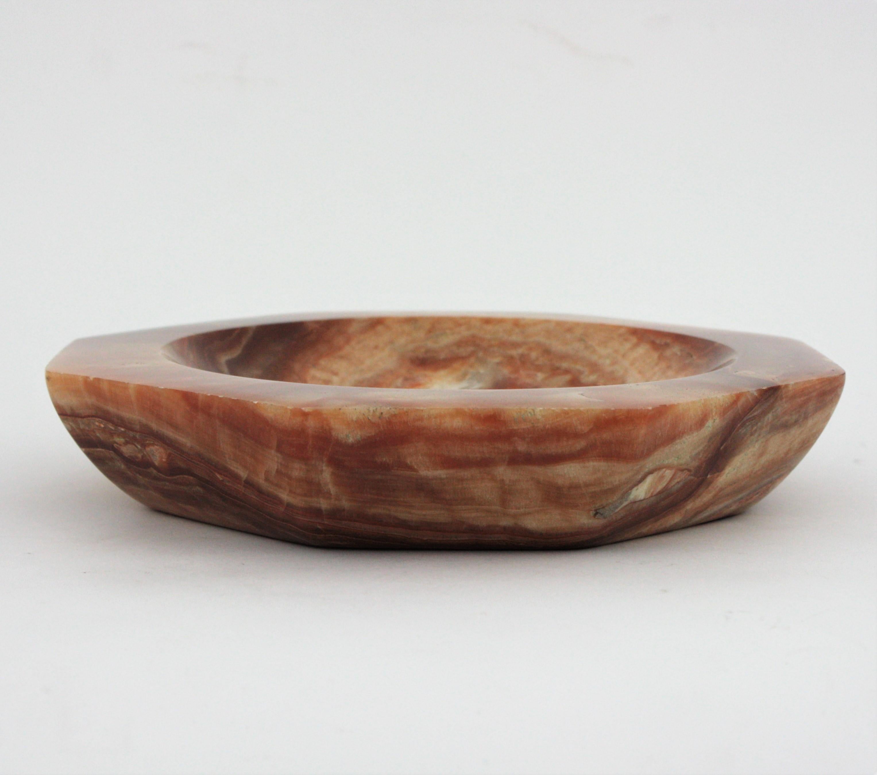 1950s Amber Onyx Large Centerpiece Bowl 2