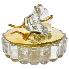 1950s American Bonbonniere brass and glass flower bowl