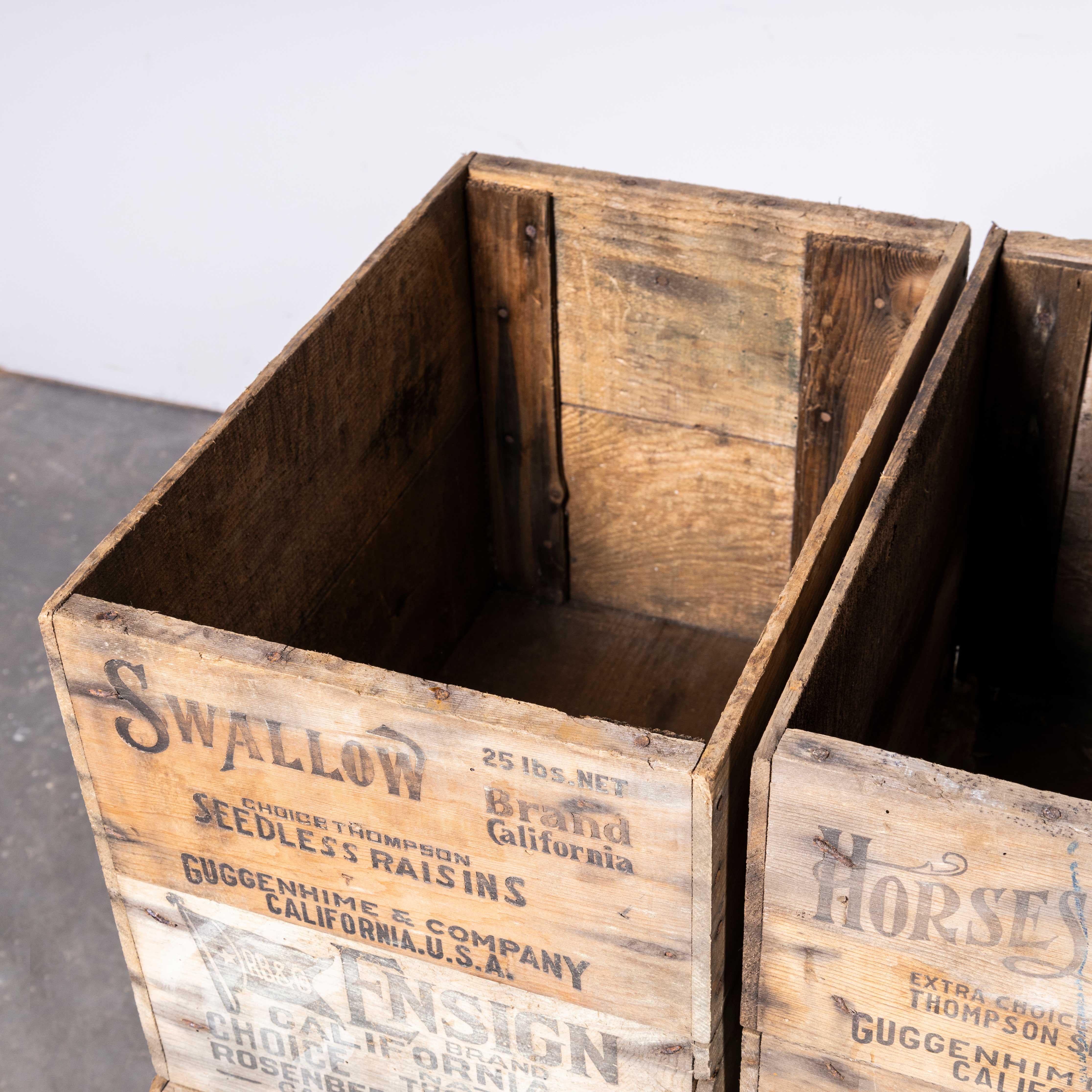 Mid-20th Century 1950s American Branded Produce Crates, Various Quantities Available For Sale