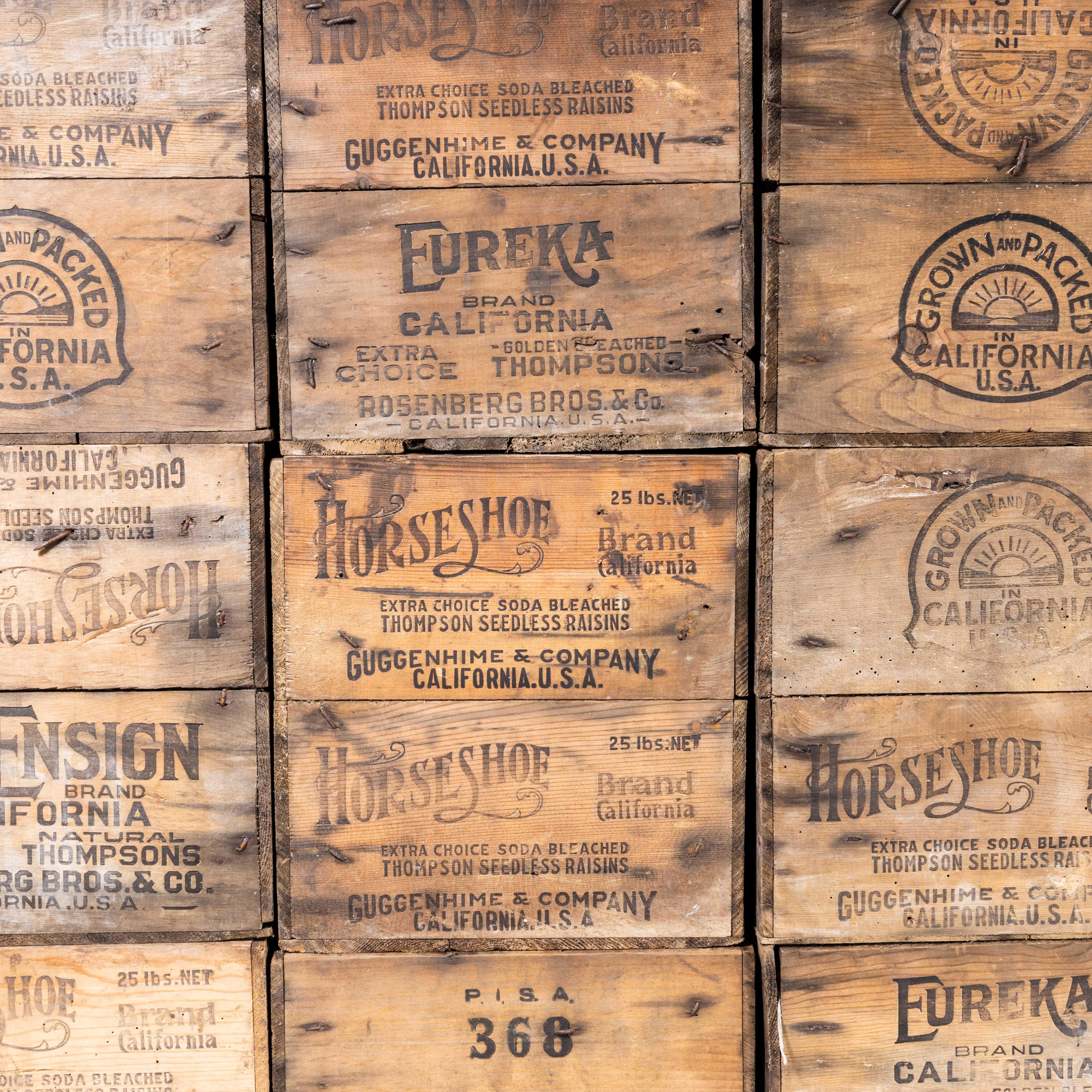 Wood 1950s American Branded Produce Crates, Various Quantities Available For Sale