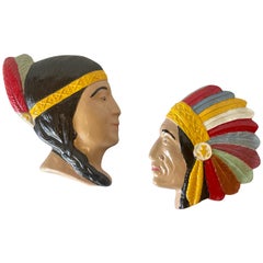 1950's American Classic Decorative Indian Wall Hanging Faces