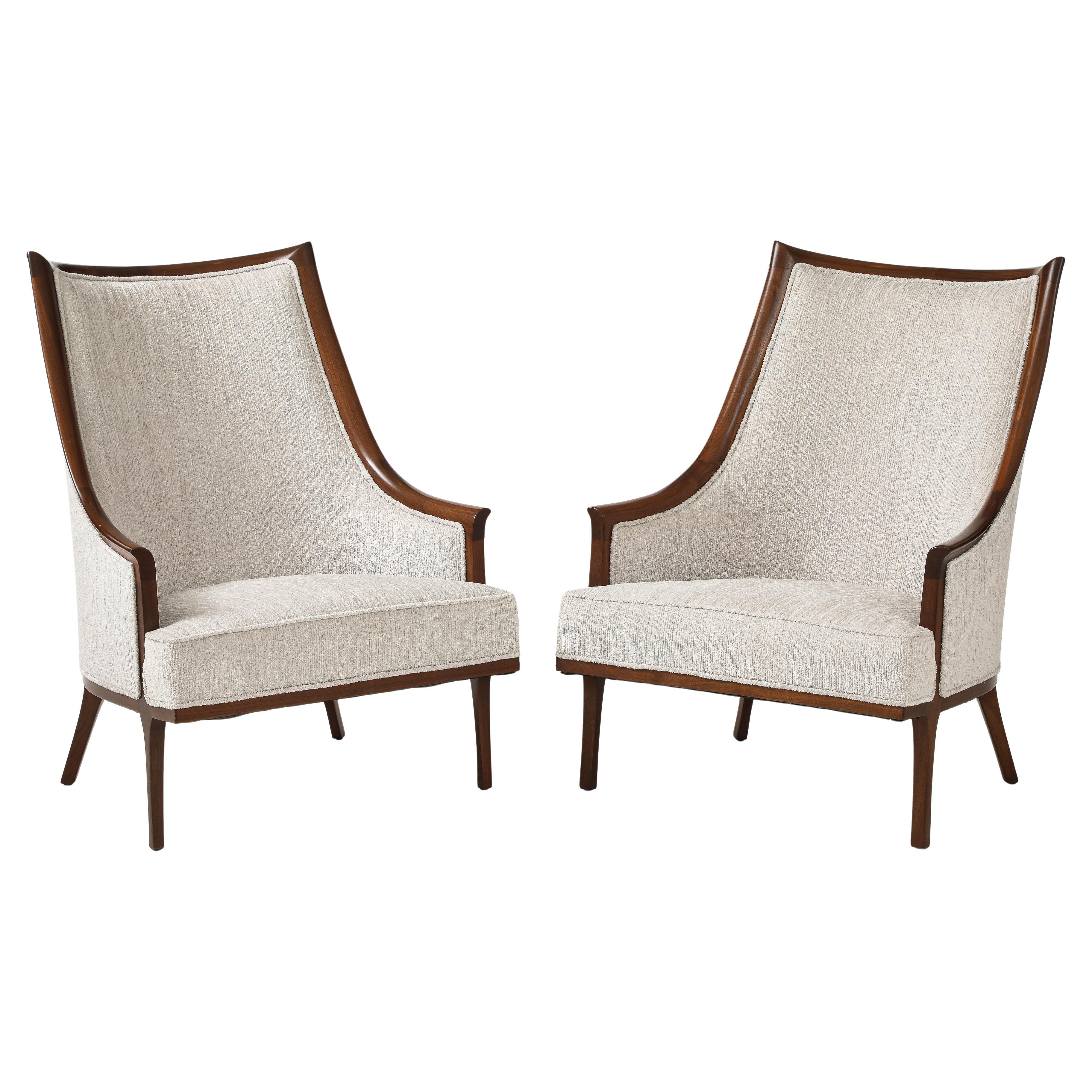 1950's American Design Sculptural Walnut Armchairs